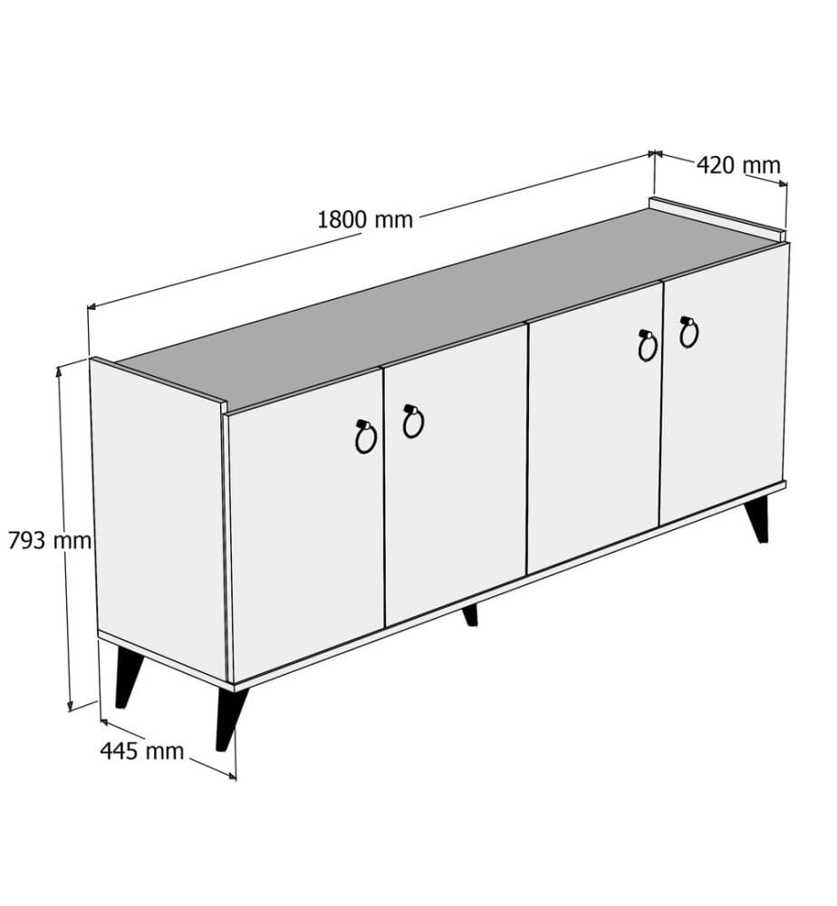 Console, pino atlantico, pannello di particelle rivestito di melamina