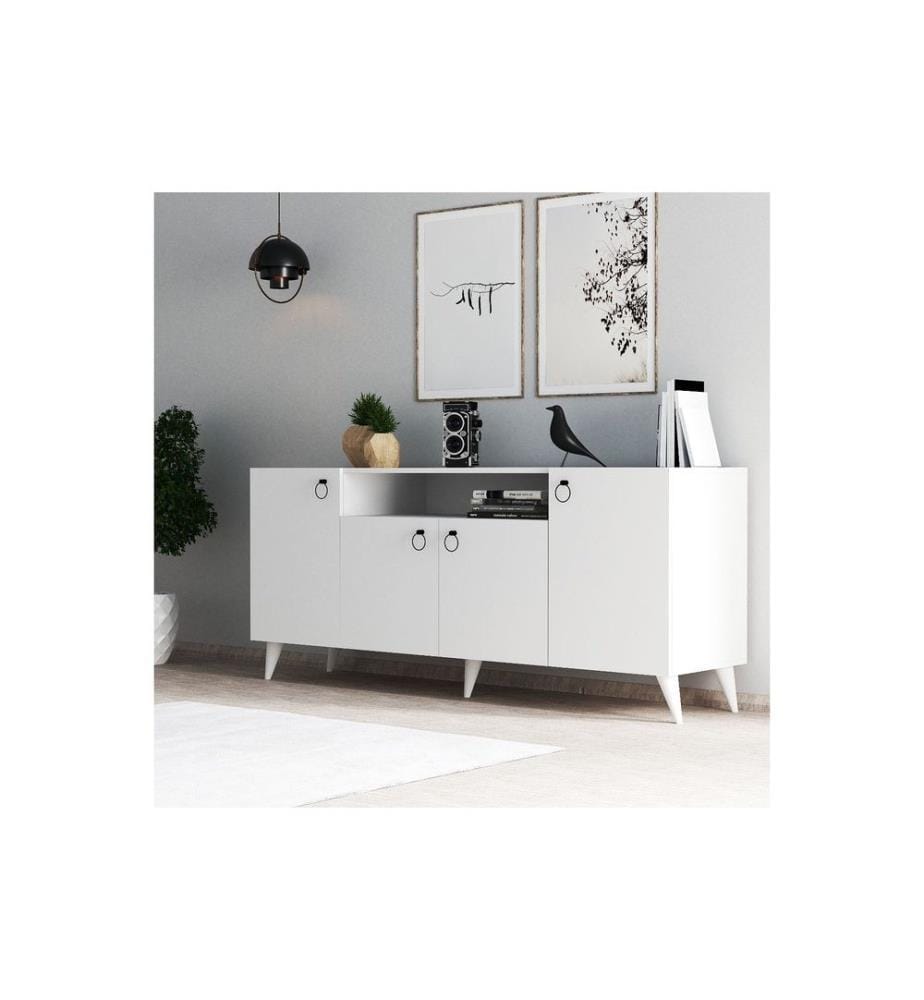 Console, White, Melamine Coated Particle Board