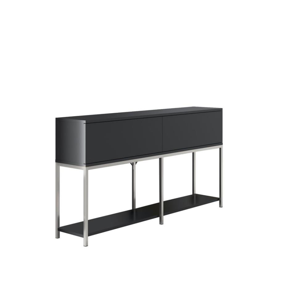 Console, Anthracite, Argent, Panneau de particules mélaminé, Pieds en métal