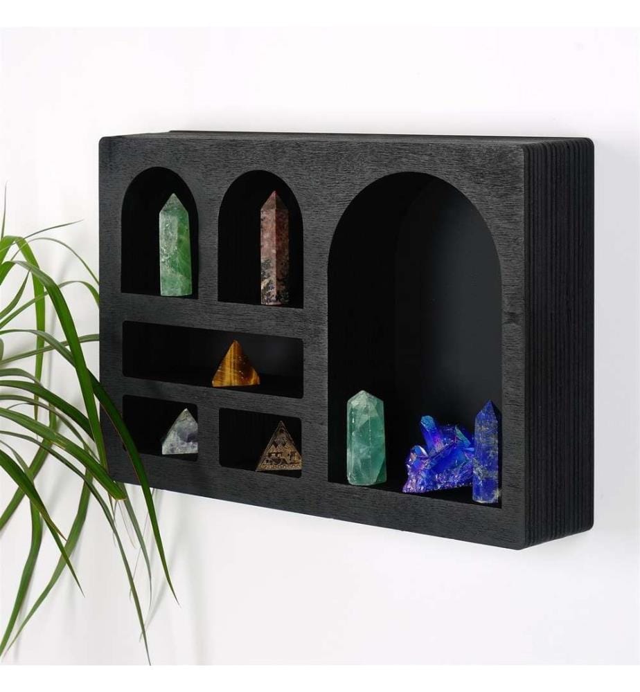 Wall Shelf, Black, Solid Wood