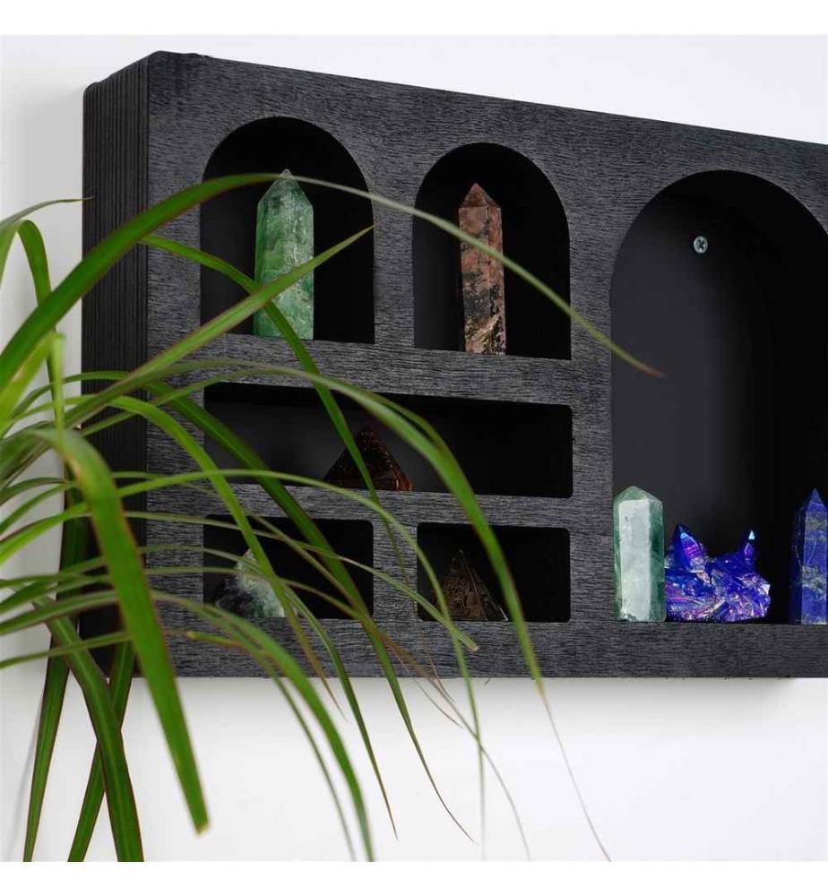 Wall Shelf, Black, Solid Wood