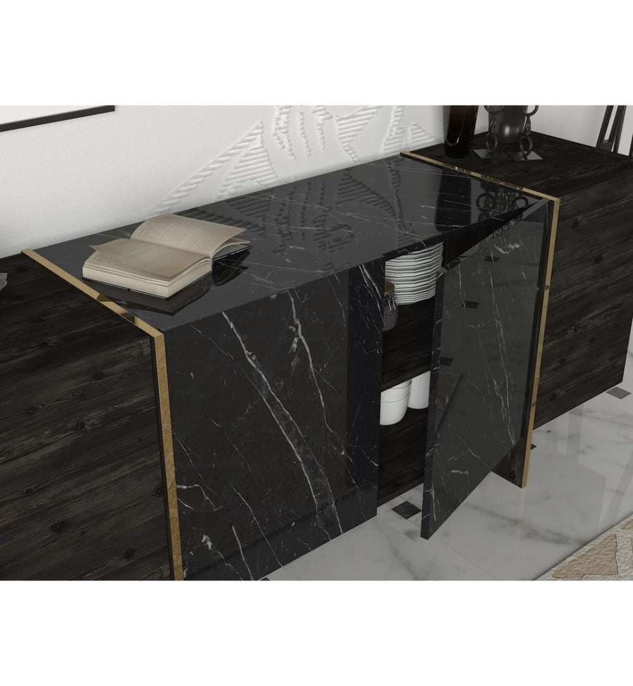 Console, oro nero, pannello di particelle rivestito di melamina