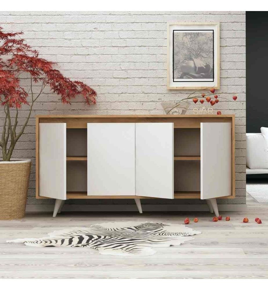Console, chêne blanc, panneau de particules mélaminé