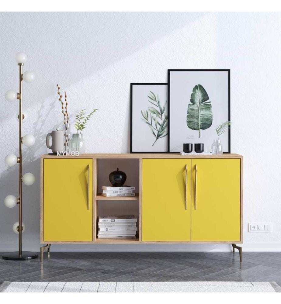 Console, Chêne jaune, panneau de particules mélaminé
