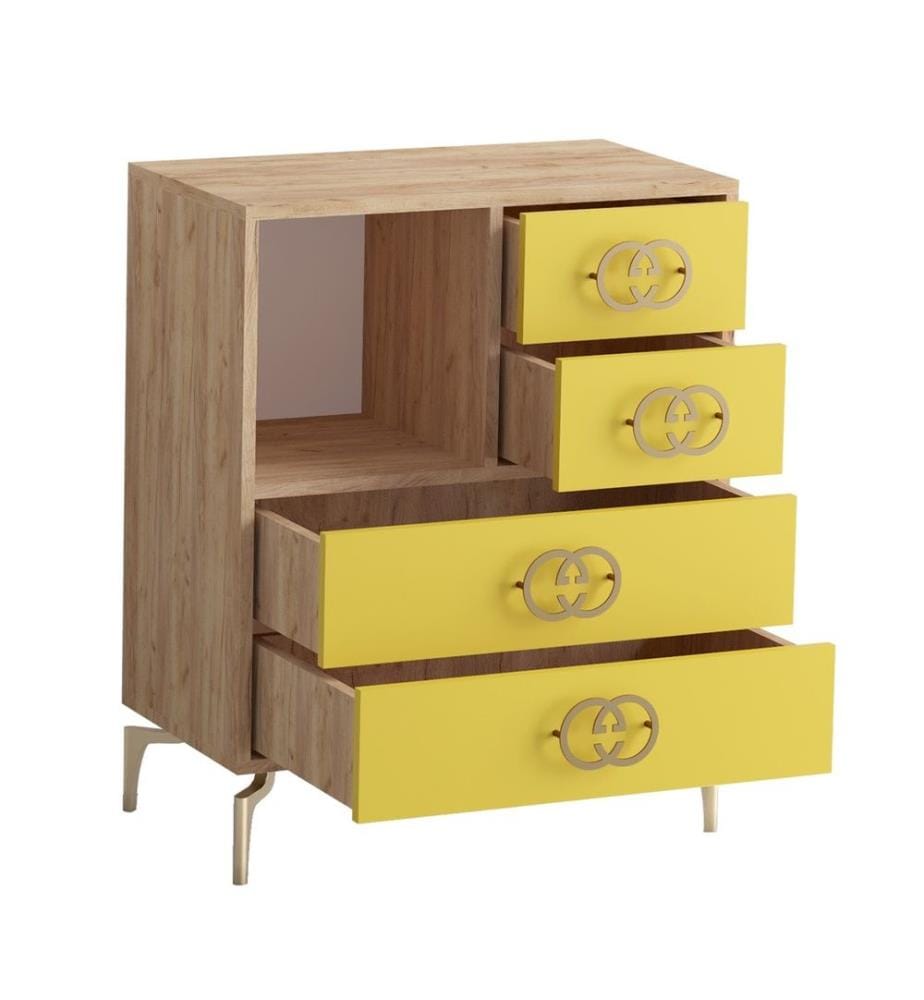 Comò, Rovere oro, pannello di particelle rivestito di melamina