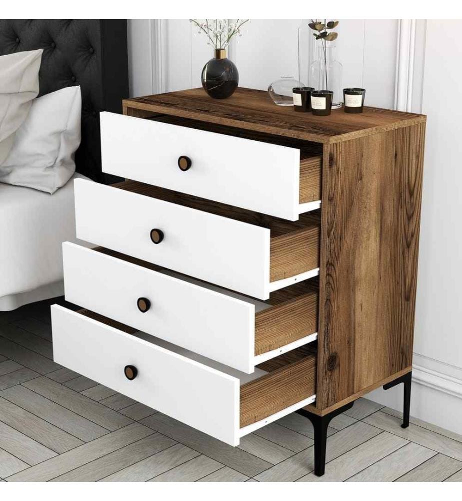Dresser, Walnut White, Melamine Coated Particle Board