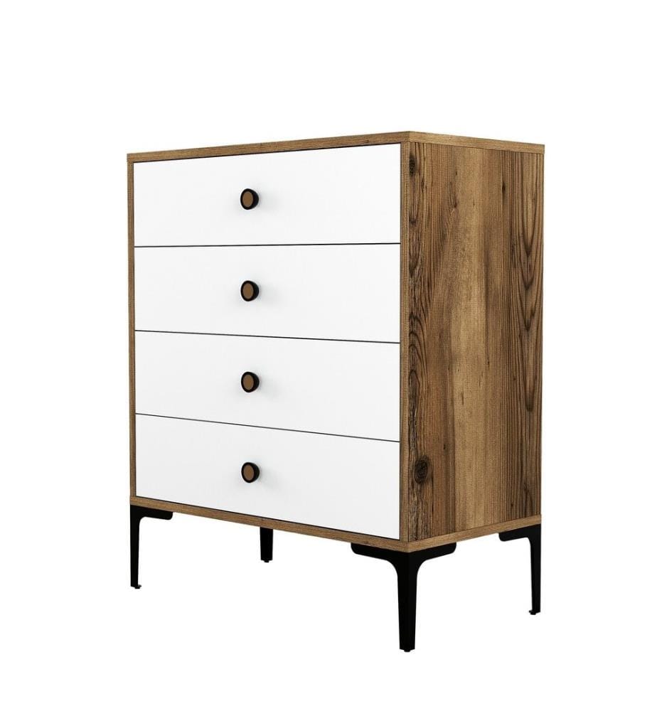 Dresser, Walnut White, Melamine Coated Particle Board