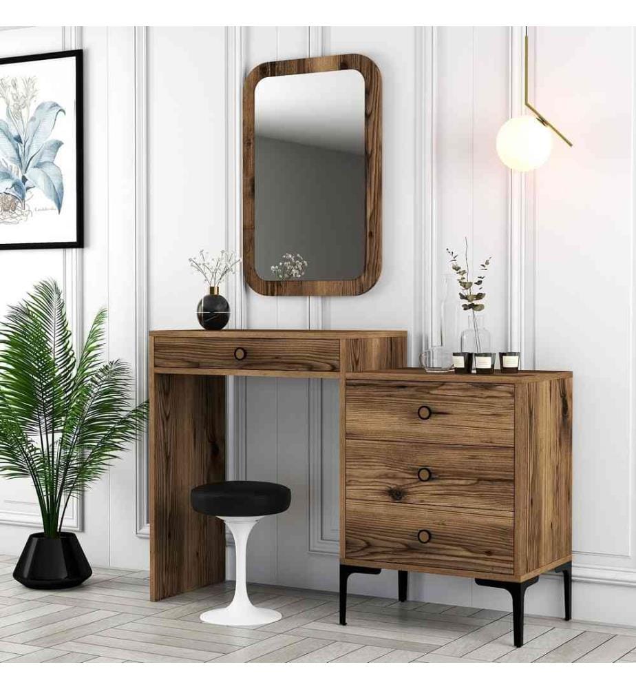 Commode, noyer, panneau de particules mélaminé