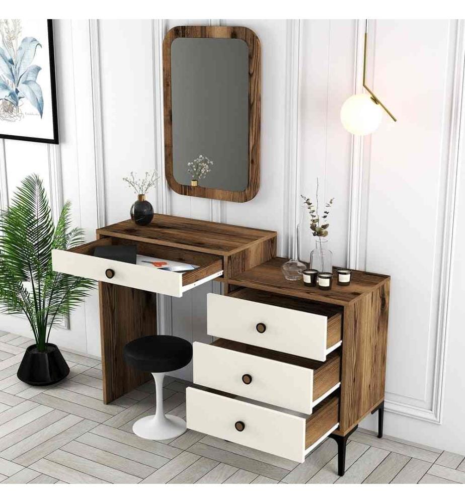 Commode, noyer crème, panneau de particules mélaminé