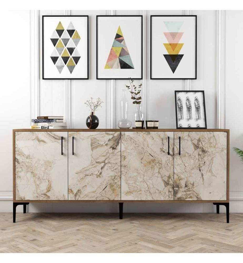 Console, bianco noce, pannello in particelle rivestito in melamina