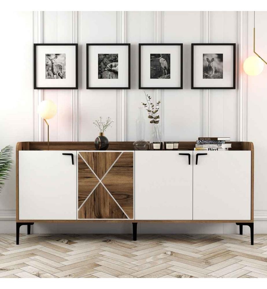 Console, Walnut White, Melamine Coated Particle Board