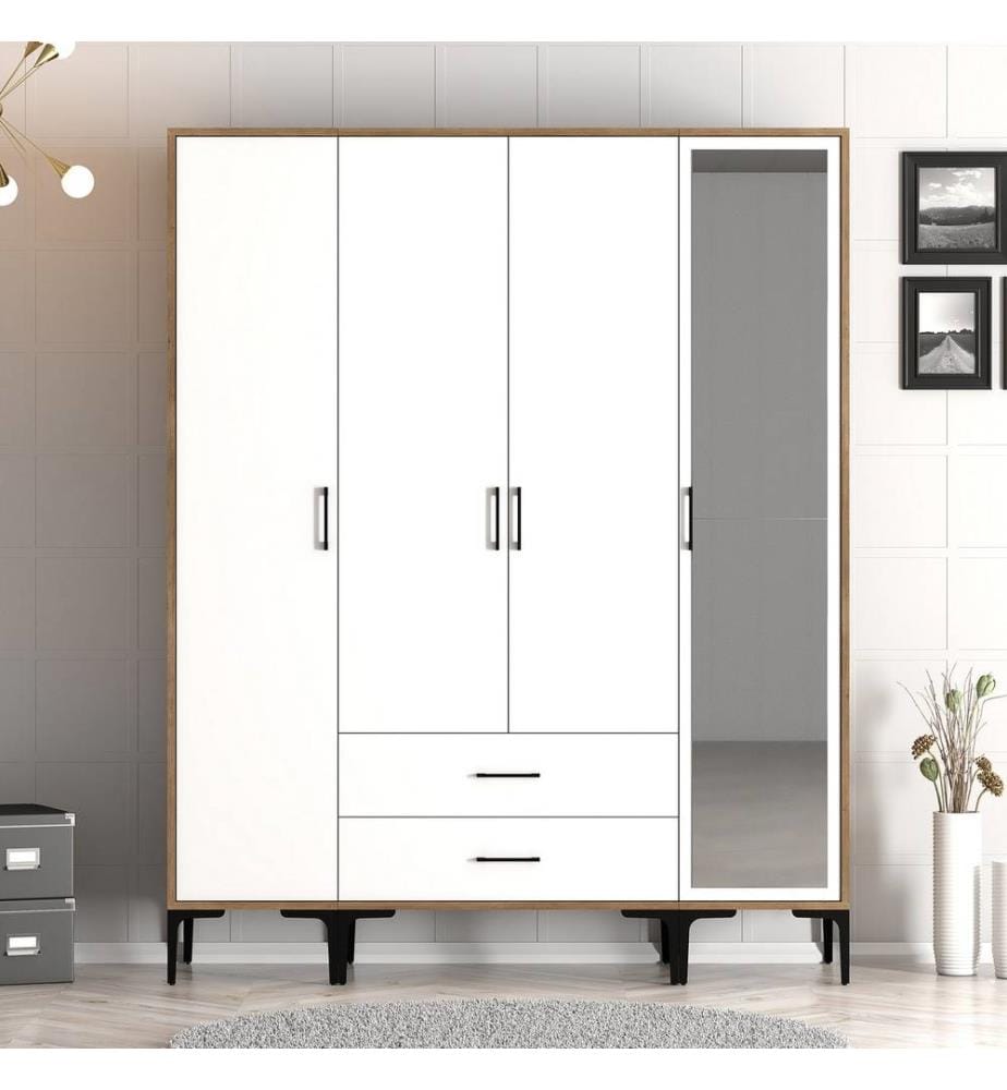 Armoire, noyer, blanc, panneau de particules mélaminé