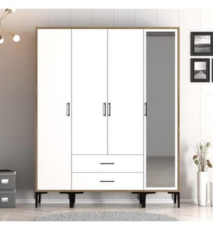 Armoire, noyer, blanc, panneau de particules mélaminé