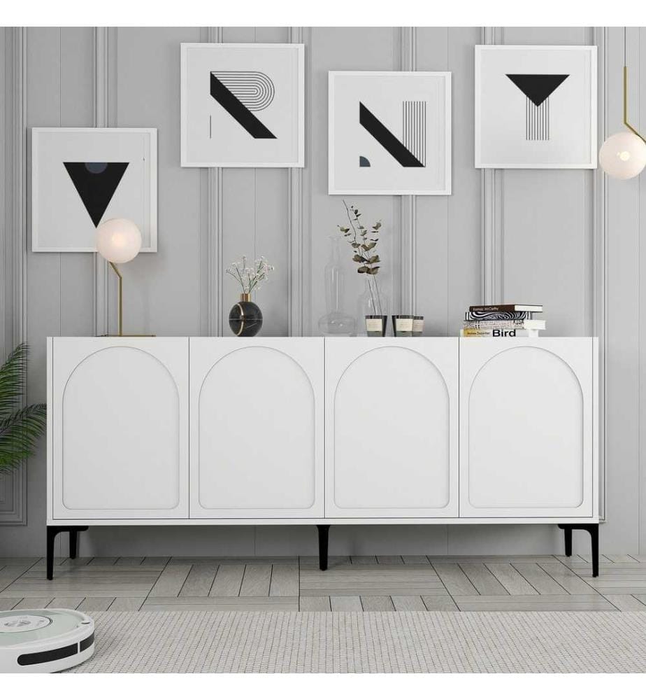 Console, blanc, noir, panneau de particules 100% mélaminé