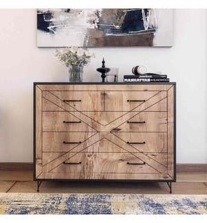 Commode, chêne anthracite, panneau de particules mélaminé
