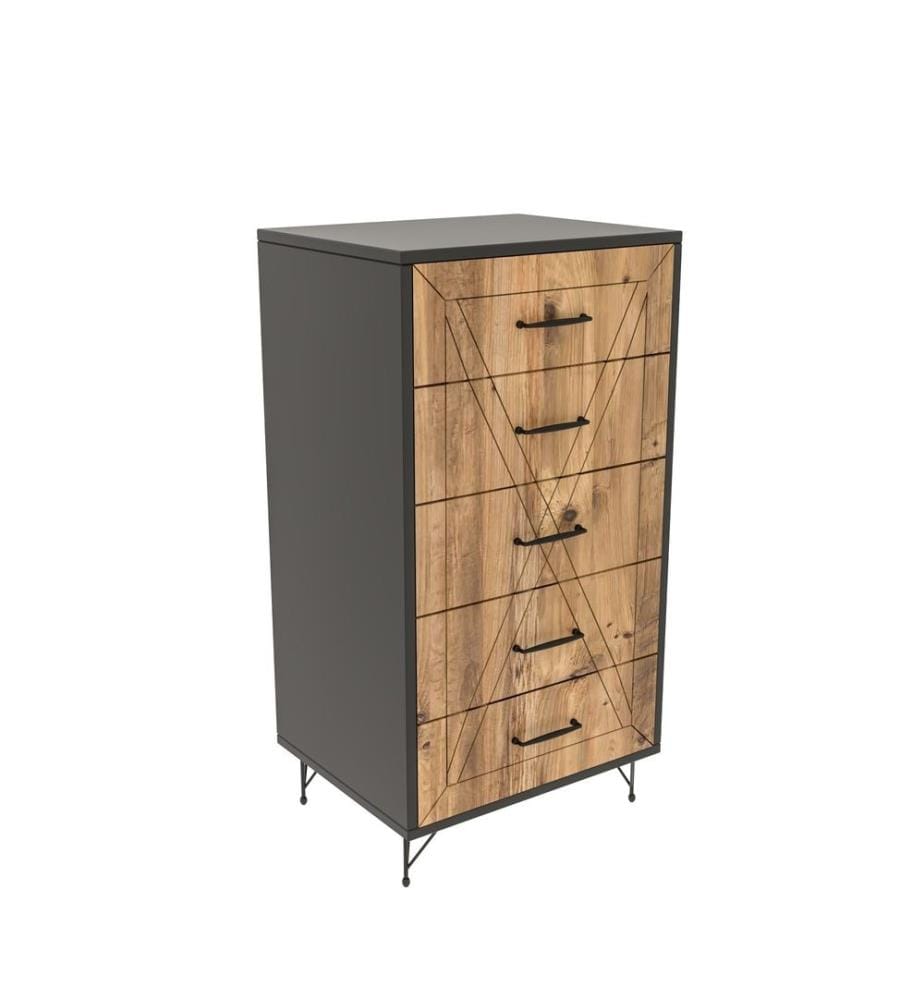 Commode, chêne anthracite, panneau de particules mélaminé