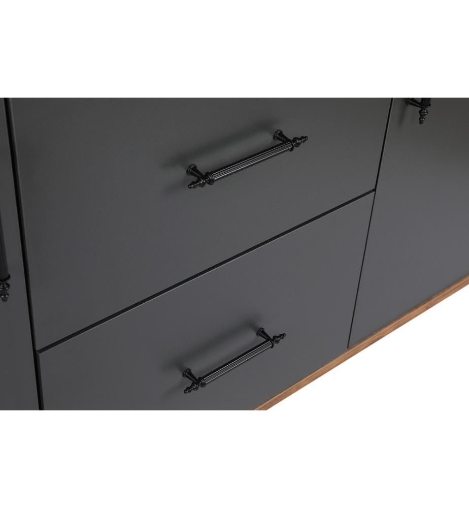 Console, Noyer Anthracite, Panneau de particules mélaminé