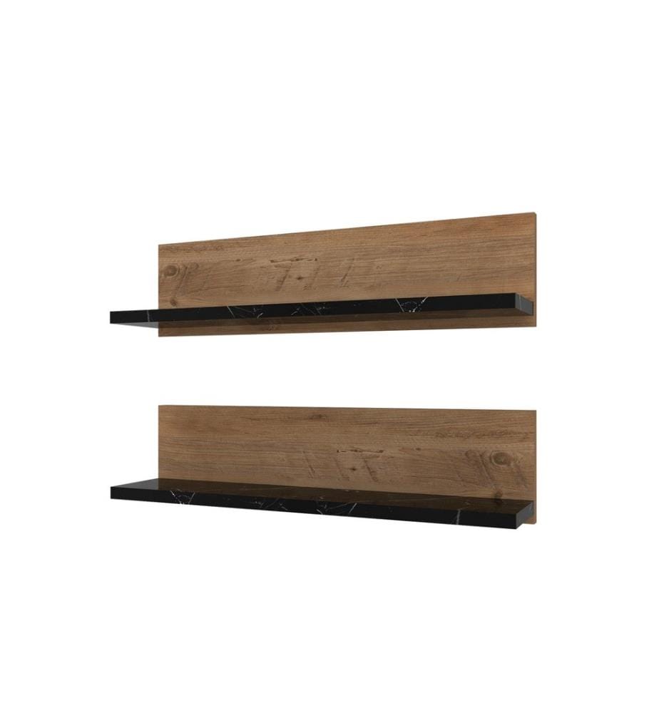 Scaffale a muro, pino atlantico, nero, pannello di particelle rivestito di melamina