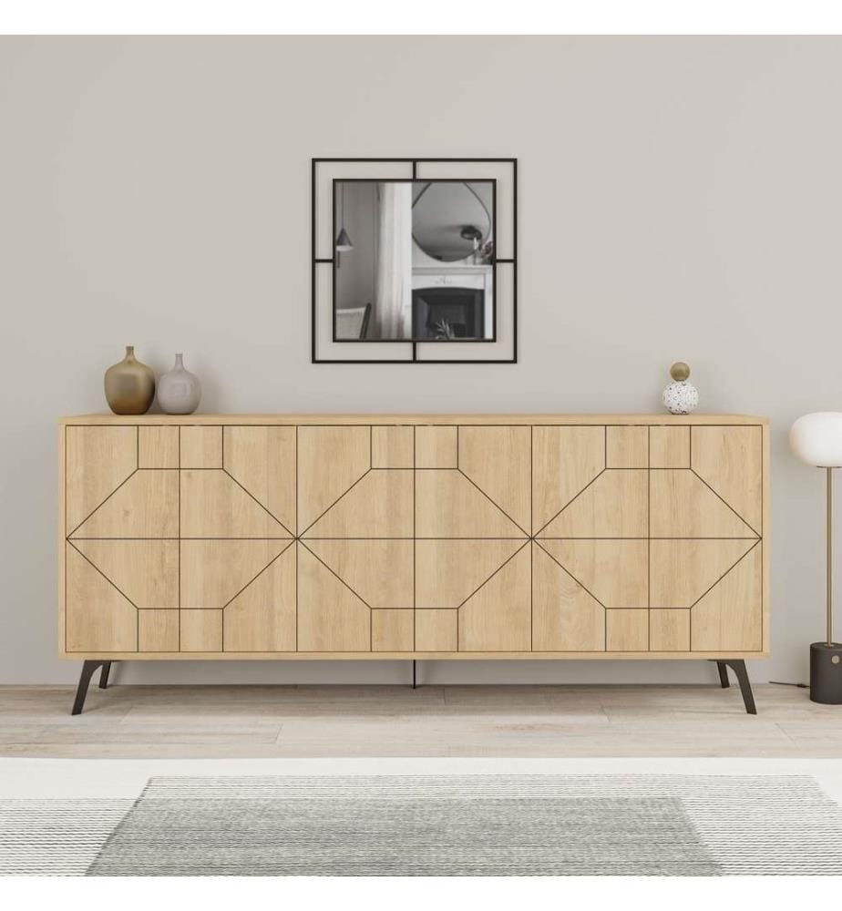Console, chêne, panneau de particules mélaminé