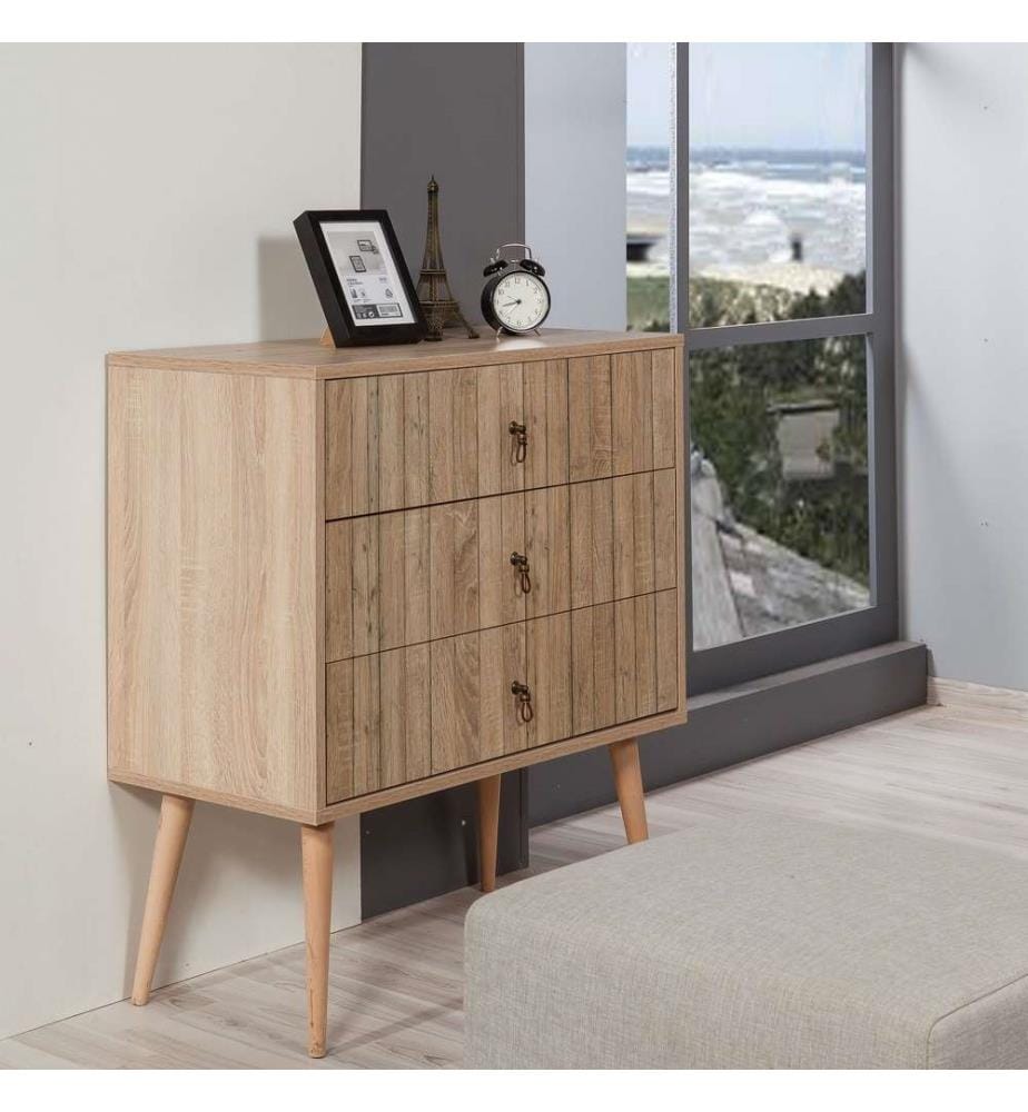 Commode, chêne Sonoma, panneau de particules mélaminé