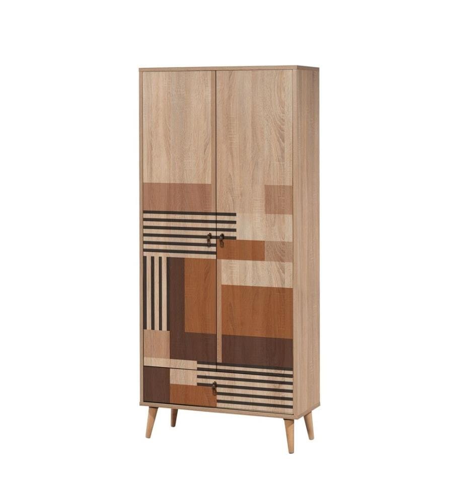 Wardrobe, Multicolor, Melamine Coated Particle Board, Wooden Legs