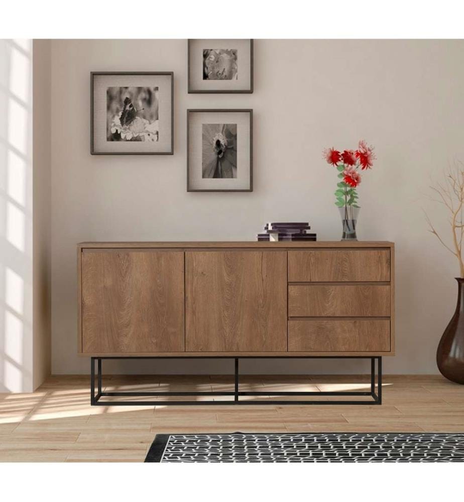Console, Walnut Black, Melamine Coated Particle Board