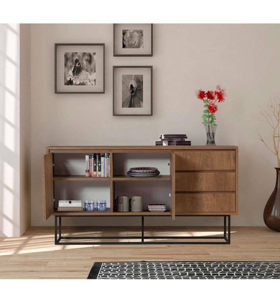 Console, Walnut Black, Melamine Coated Particle Board