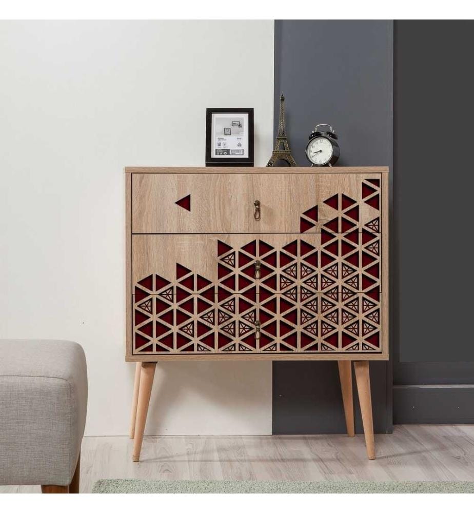 Commode, chêne Sonoma, panneau de particules mélaminé