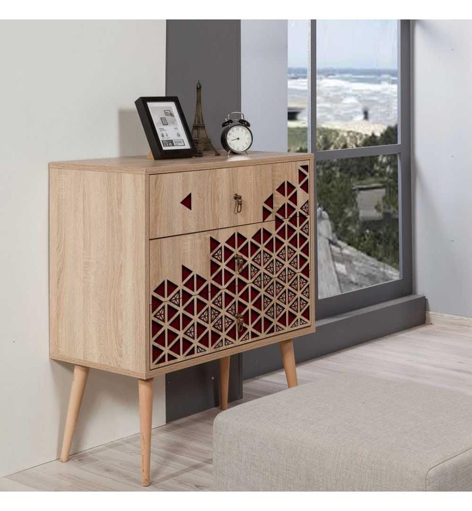 Commode, chêne Sonoma, panneau de particules mélaminé