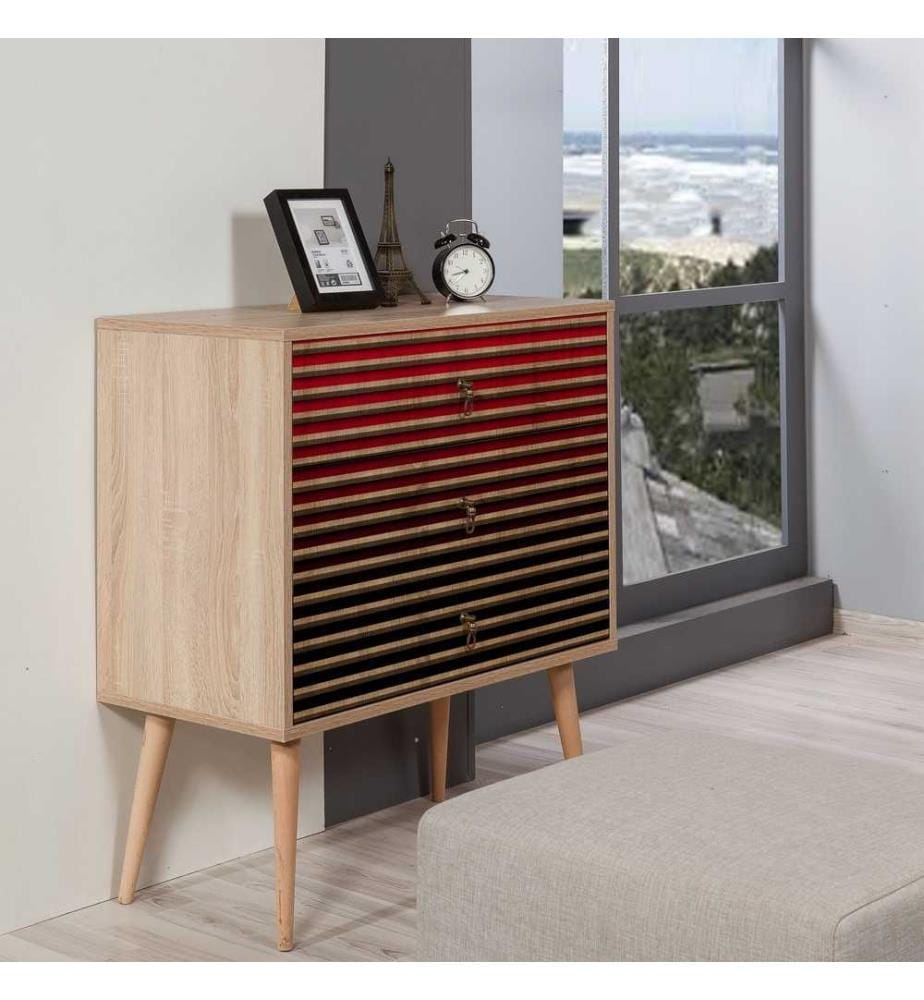 Commode, chêne Sonoma, panneau de particules mélaminé