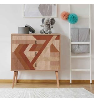 Commode, Multicolore, Panneau de particules mélaminé, Pieds en bois
