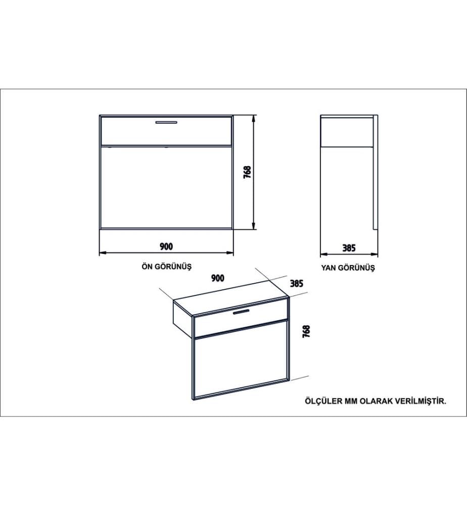 Sideboard, Gold White, Melamine Coated Particle Board