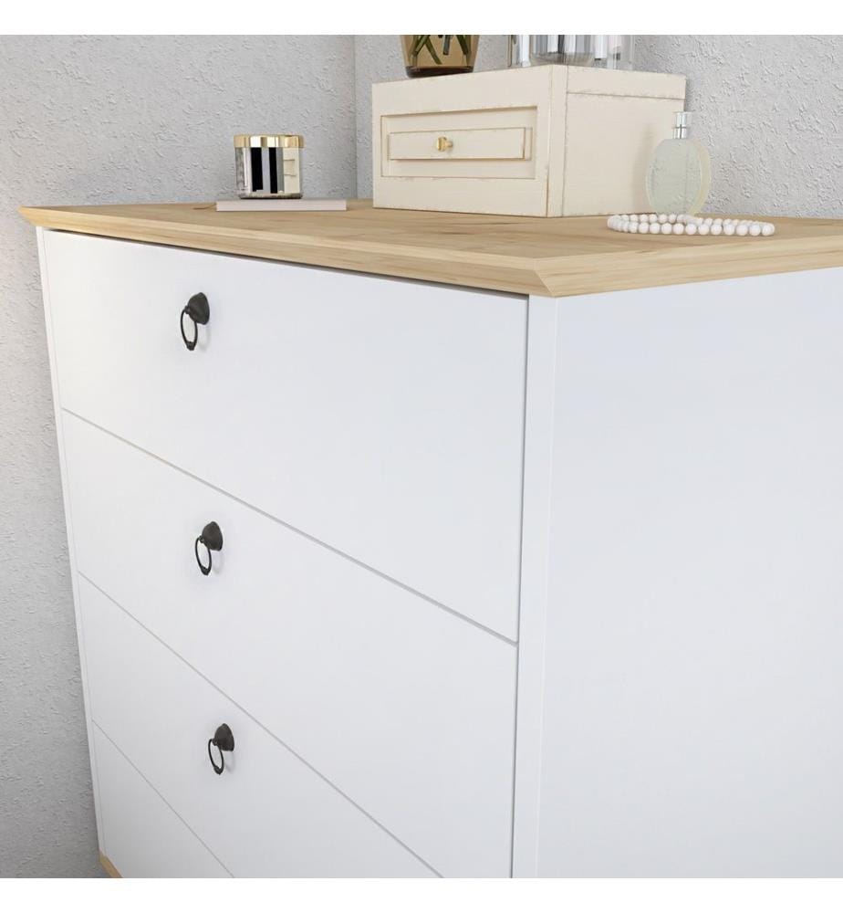 Commode, blanc, chêne, panneau de particules mélaminé