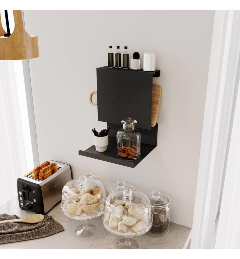 Wall Shelf, Black, Metal (Thickness: 1,5 Mm)