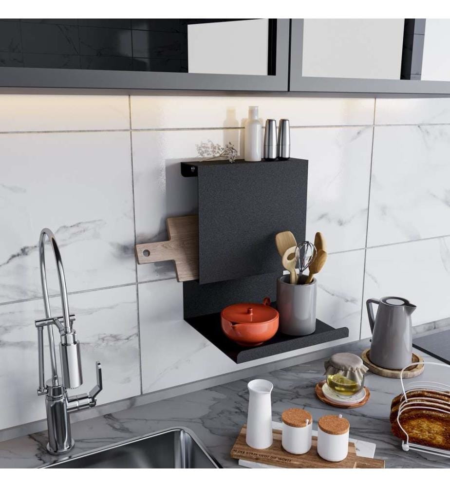 Wall Shelf, Black, Metal (Thickness: 1,5 Mm)