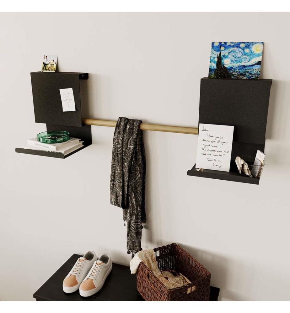 Wall Shelf, Black, Metal (Thickness: 1,5 Mm)