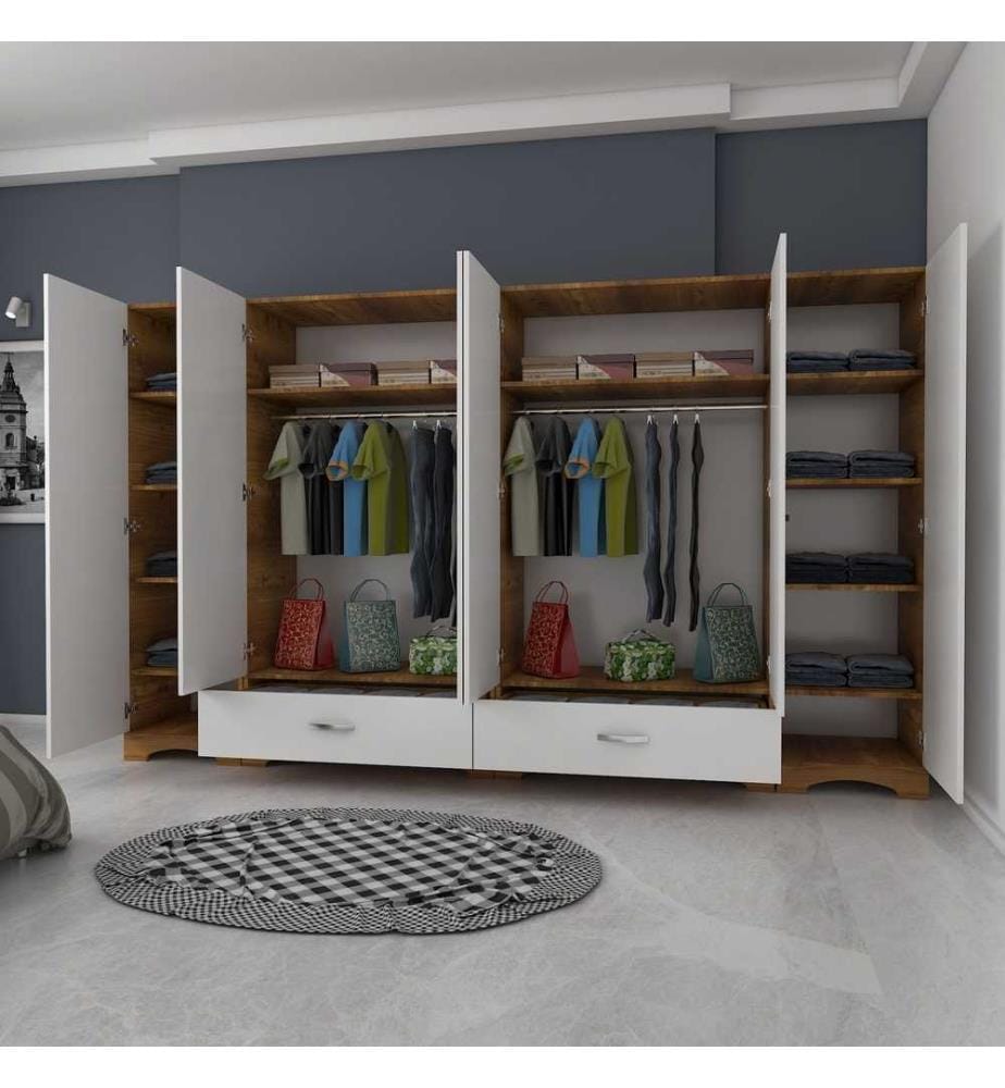 Armoire, noyer blanc, panneau de particules mélaminé de qualité E1