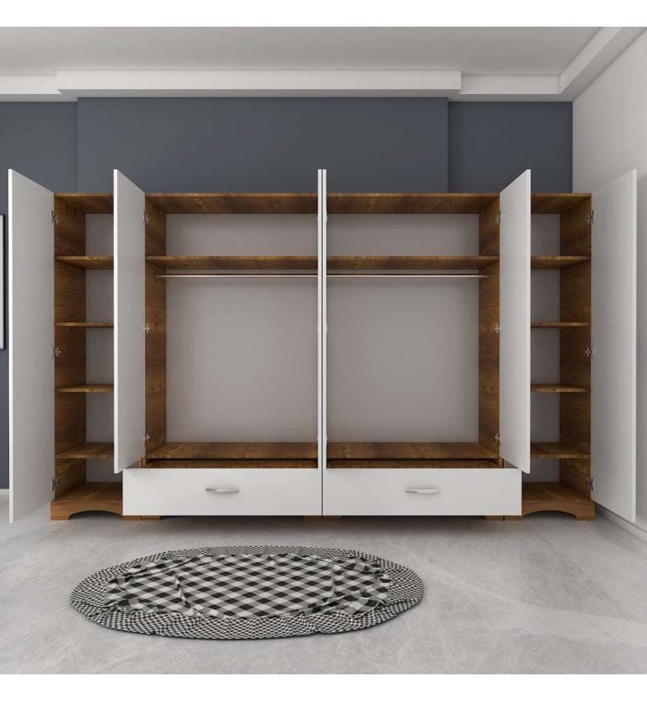 Armoire, noyer blanc, panneau de particules mélaminé de qualité E1