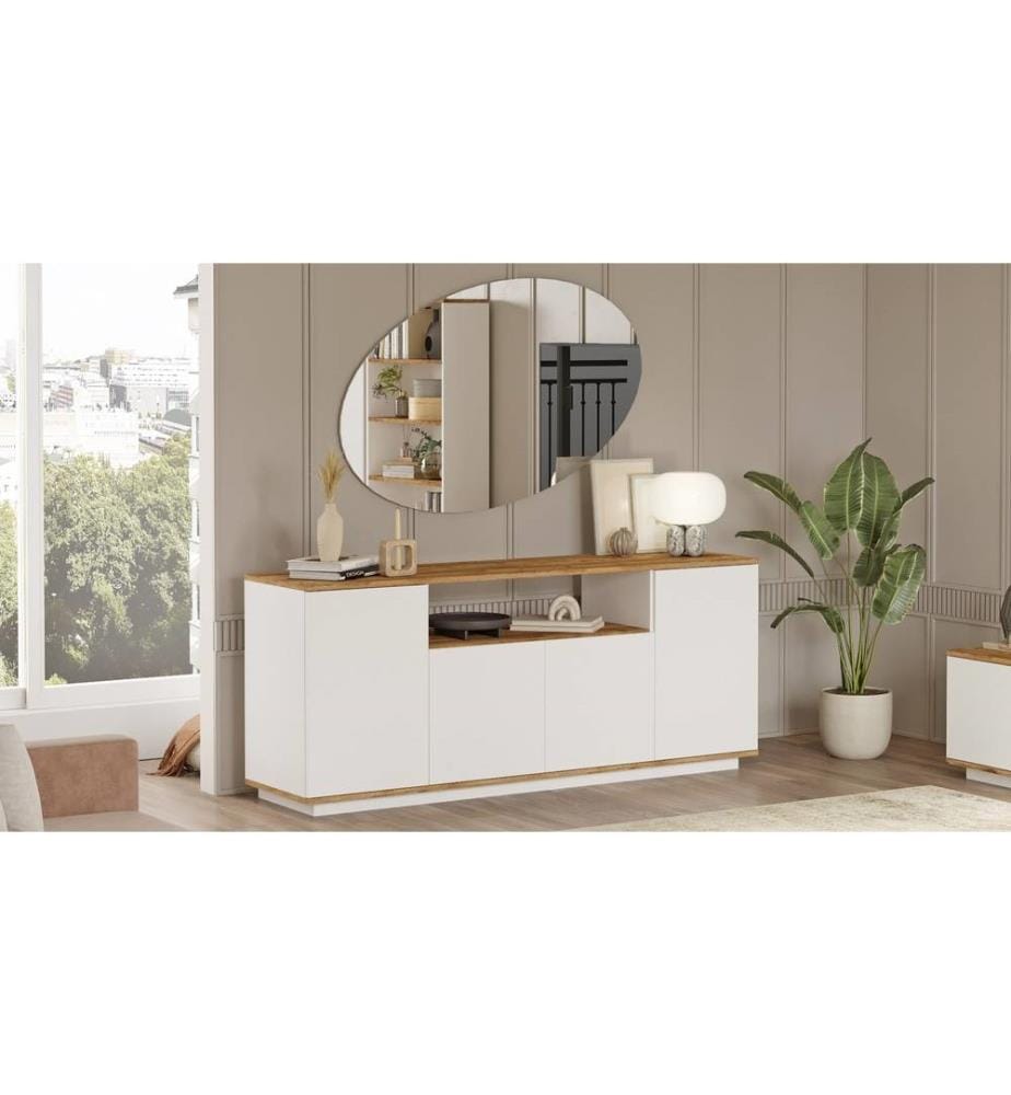 Console, pin atlantique, blanc, panneau de particules mélaminé