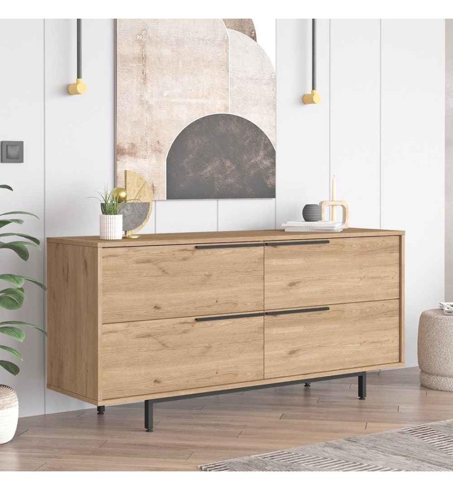Console, noyer, panneau de particules mélaminé