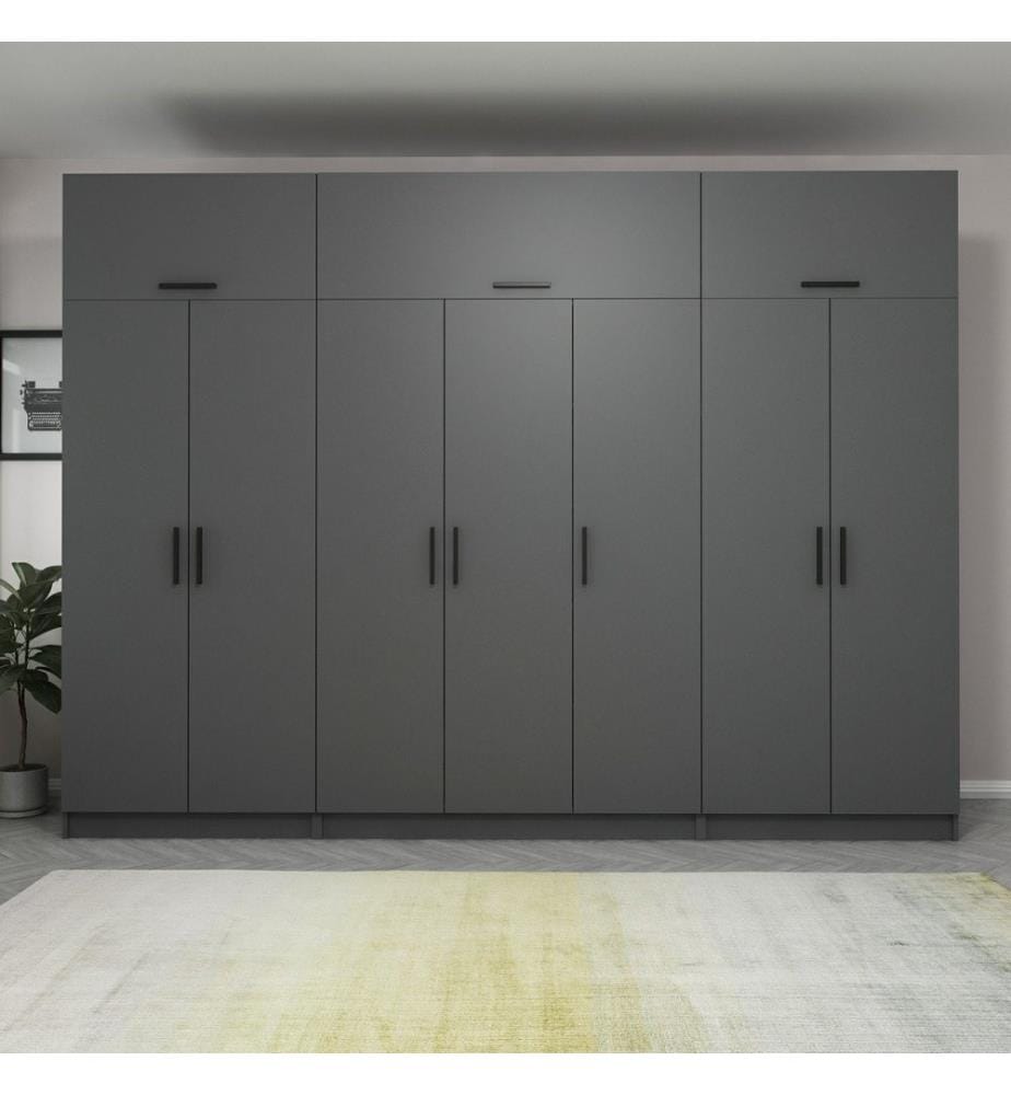 Wardrobe, Anthracite, 100% MELAMINE COATED PARTICLE BOARD