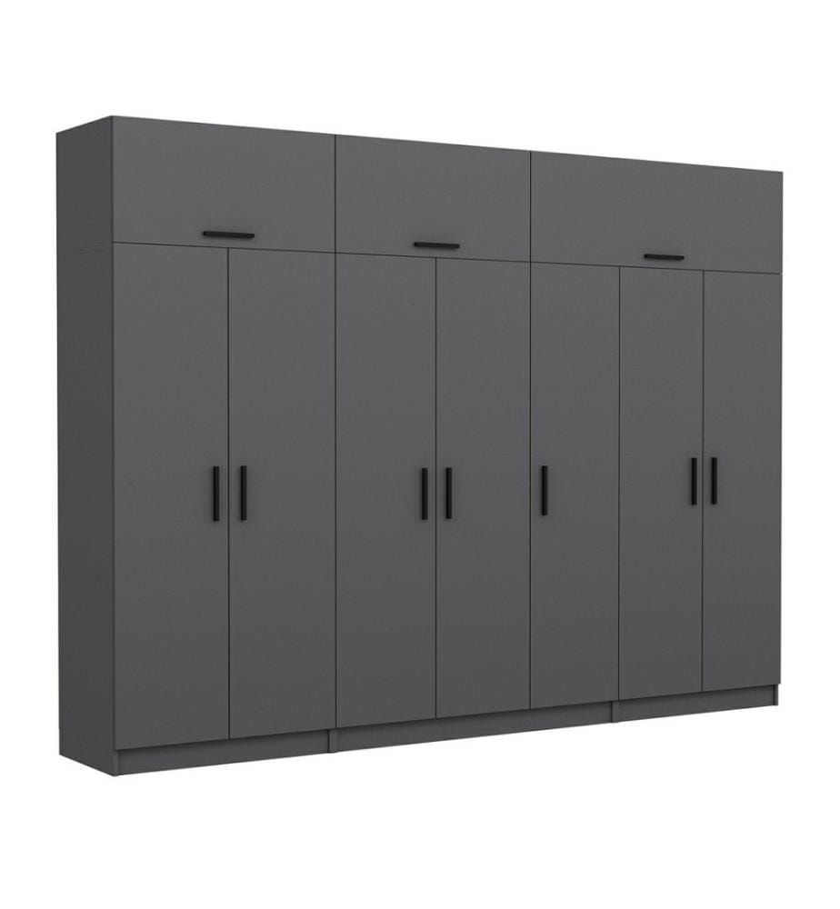 Wardrobe, Anthracite, 100% MELAMINE COATED PARTICLE BOARD