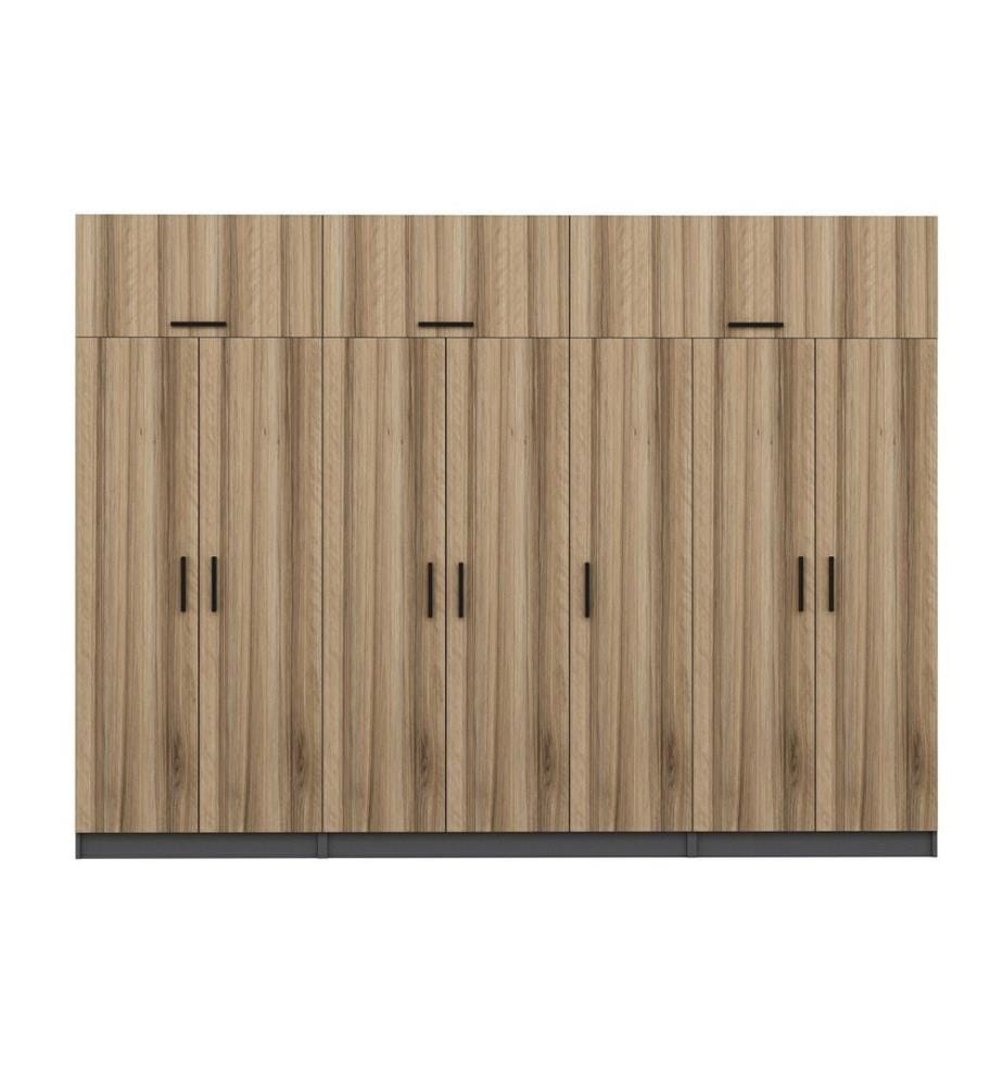 Wardrobe, Walnut, Anthracite, 100% MELAMINE COATED PARTICLE BOARD