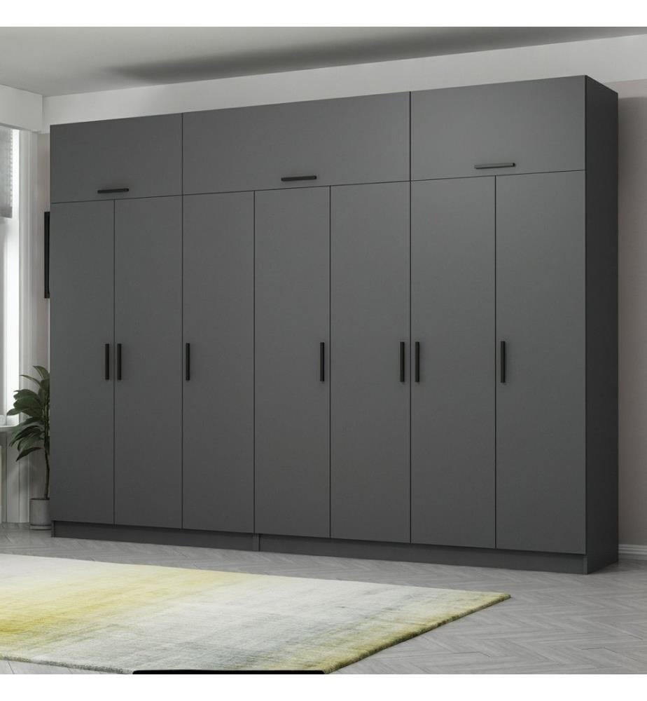Wardrobe, Anthracite, 100% MELAMINE COATED PARTICLE BOARD