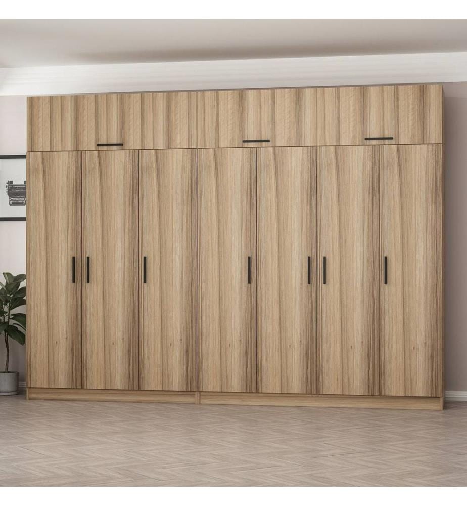 Wardrobe, Walnut, 100% MELAMINE COATED PARTICLE BOARD