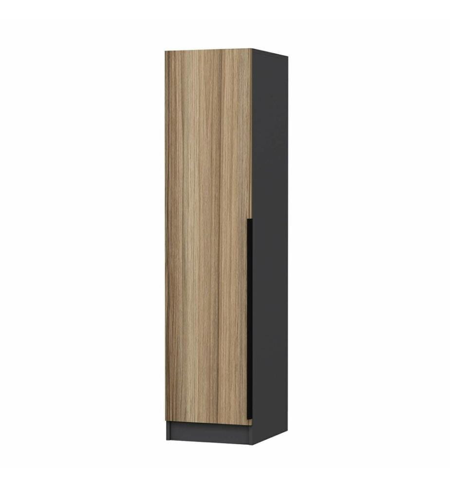 Wardrobe, Walnut, Anthracite, 100% MELAMINE COATED PARTICLE BOARD