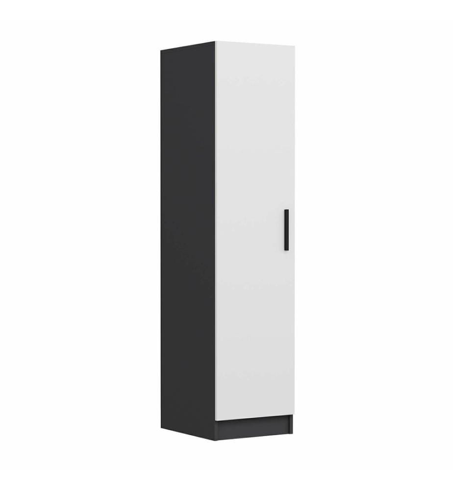 Wardrobe, White, Anthracite, 100% MELAMINE COATED PARTICLE BOARD
