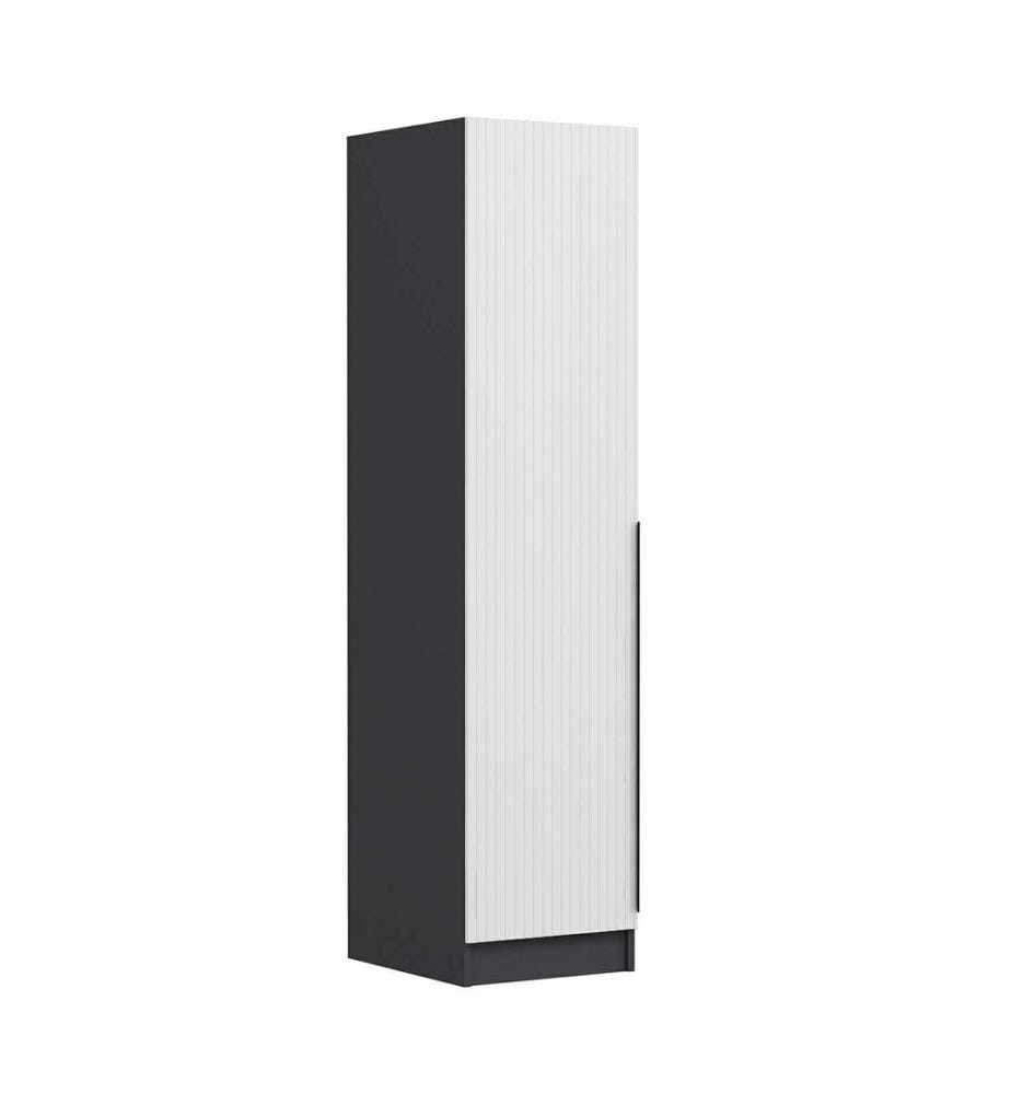 Wardrobe, White, Anthracite, 100% MELAMINE COATED PARTICLE BOARD