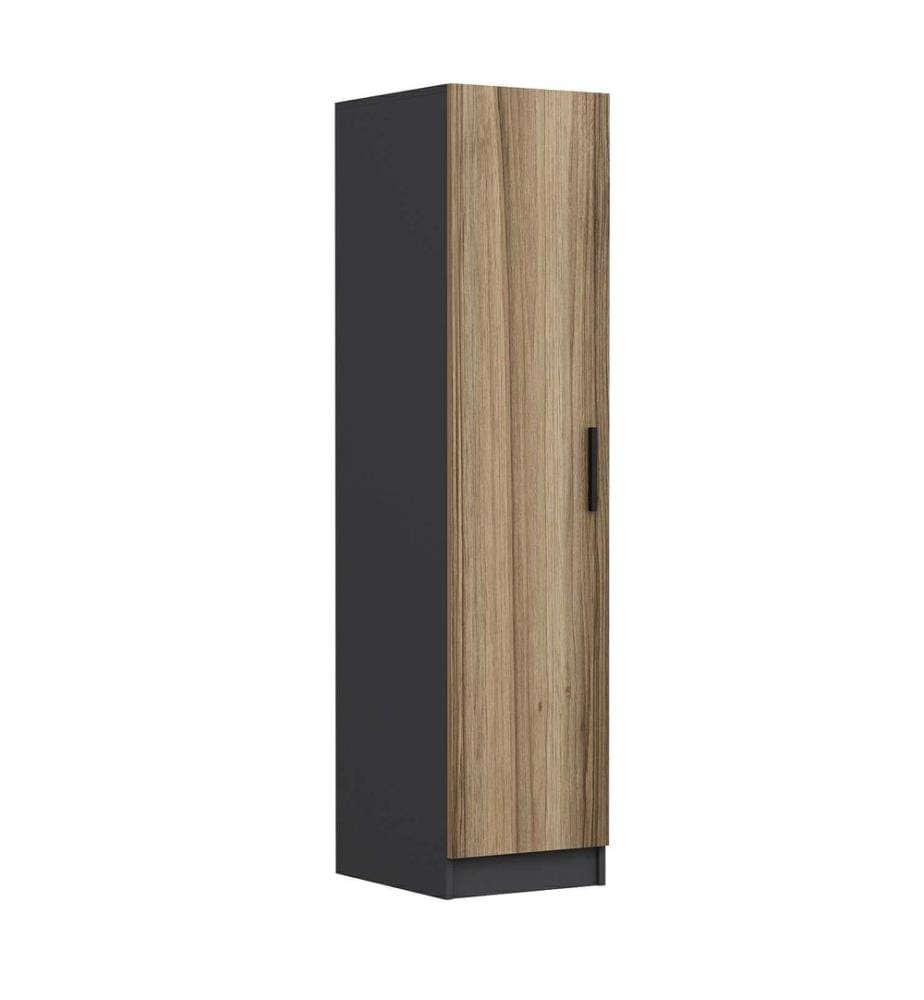 Wardrobe, Walnut, Anthracite, 100% MELAMINE COATED PARTICLE BOARD