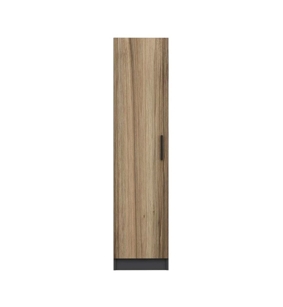 Wardrobe, Walnut, Anthracite, 100% MELAMINE COATED PARTICLE BOARD